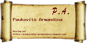 Paukovits Armandina névjegykártya